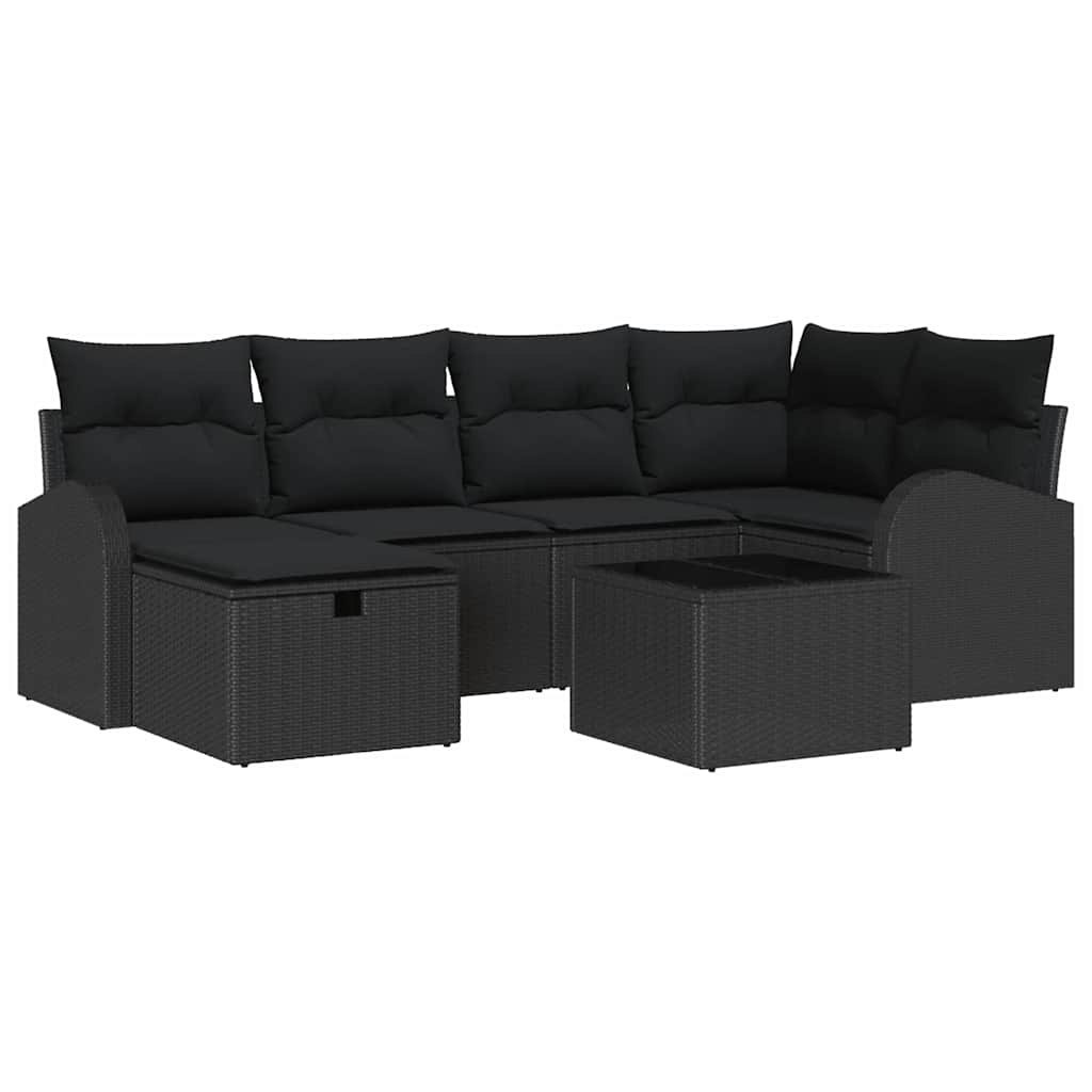 Zestaw Sof na Ogród z poduszką 7 pcs Czarny Polirattan Lumarko!