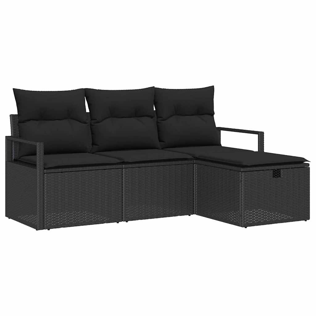 Zestaw Sof na Ogród z poduszką 4 pcs Czarny Polirattan Lumarko!