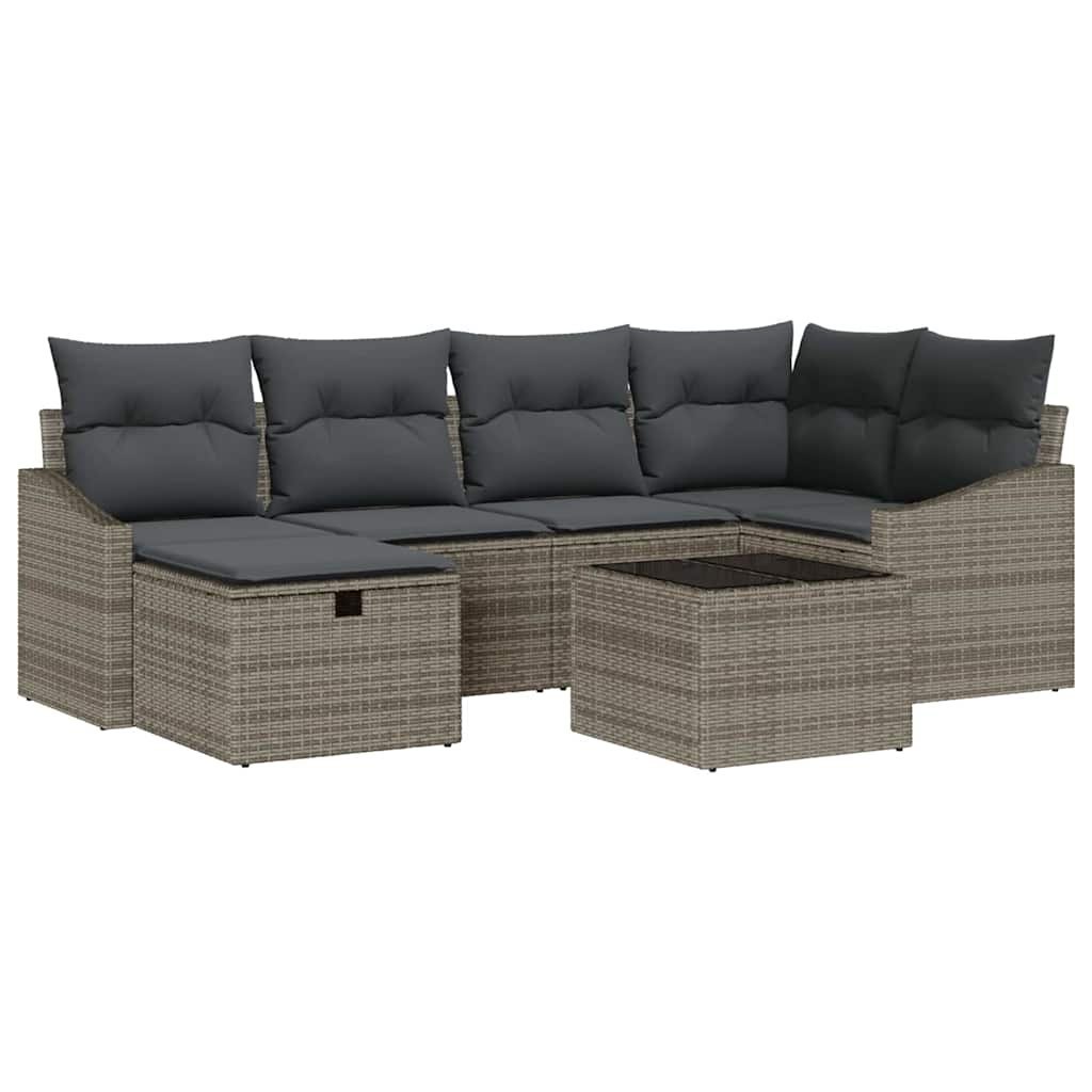 Zestaw Sof na Ogród 7 pcs Szary 55 x 62 x 69 cm Polirattan Lumarko!