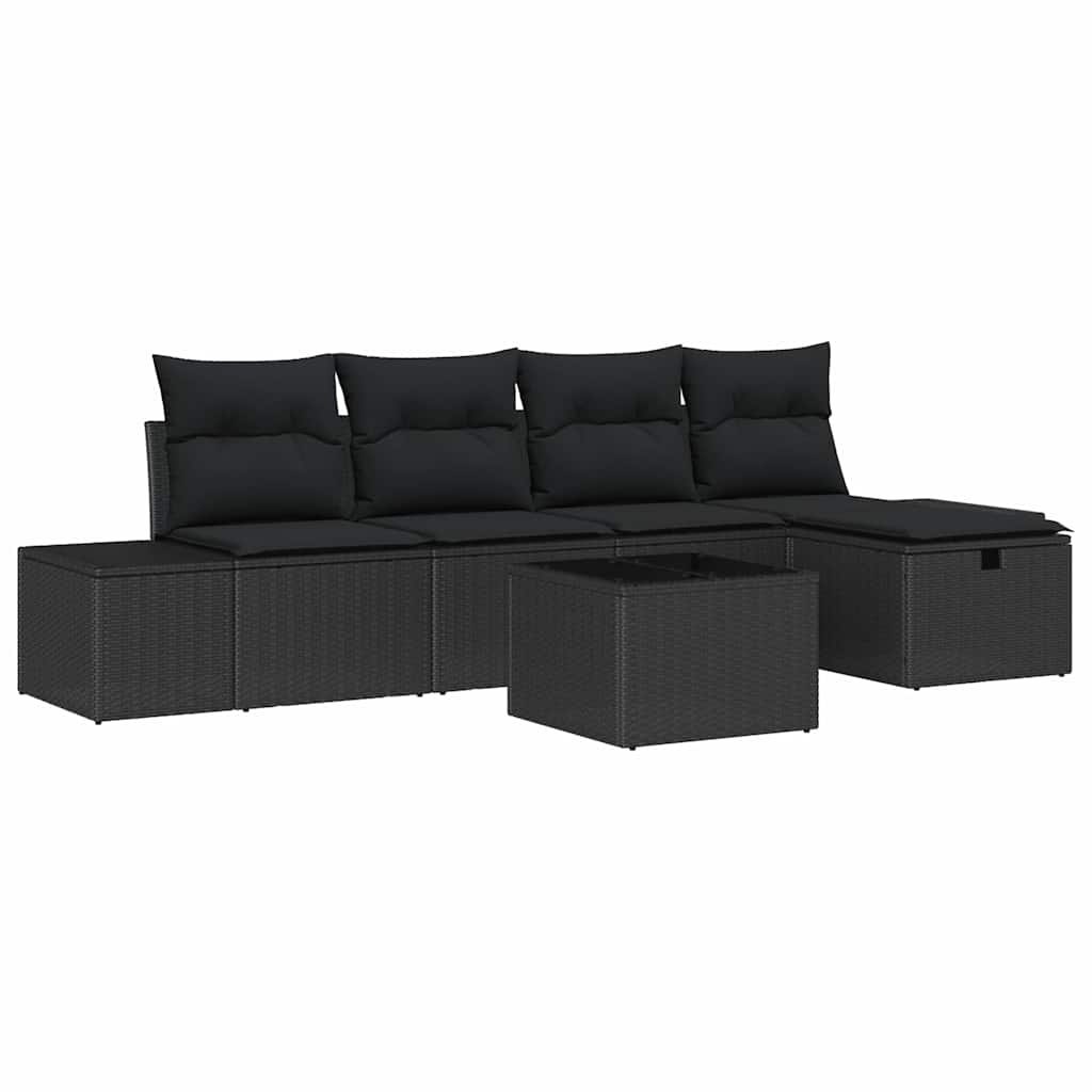 Zestaw Sof na Ogród 6 pcs Czarny 55 x 62 x 69 cm Polirattan Lumarko!