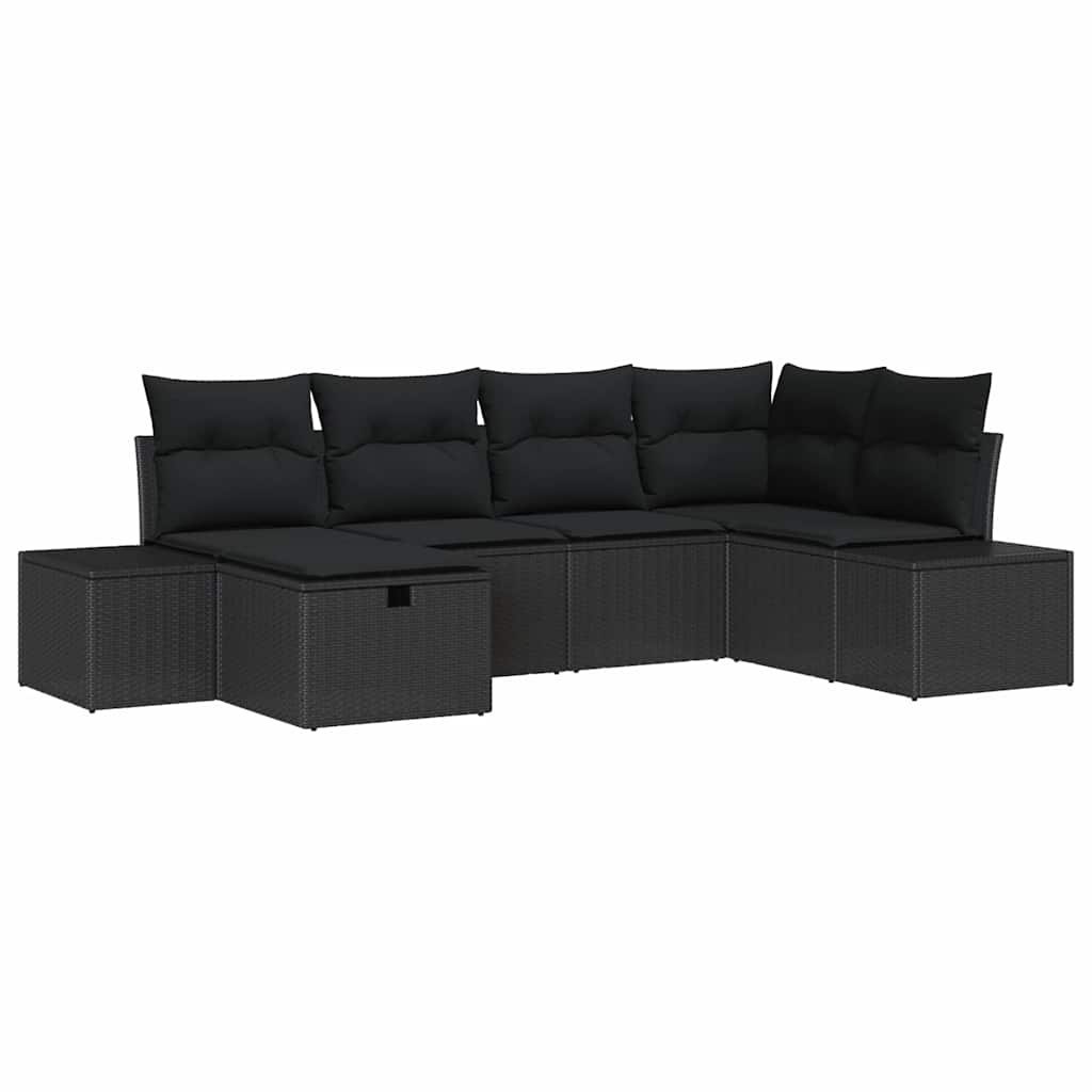 Zestaw Sof na Ogród 6 pcs Czarny 55 x 62 x 69 cm Polirattan Lumarko!