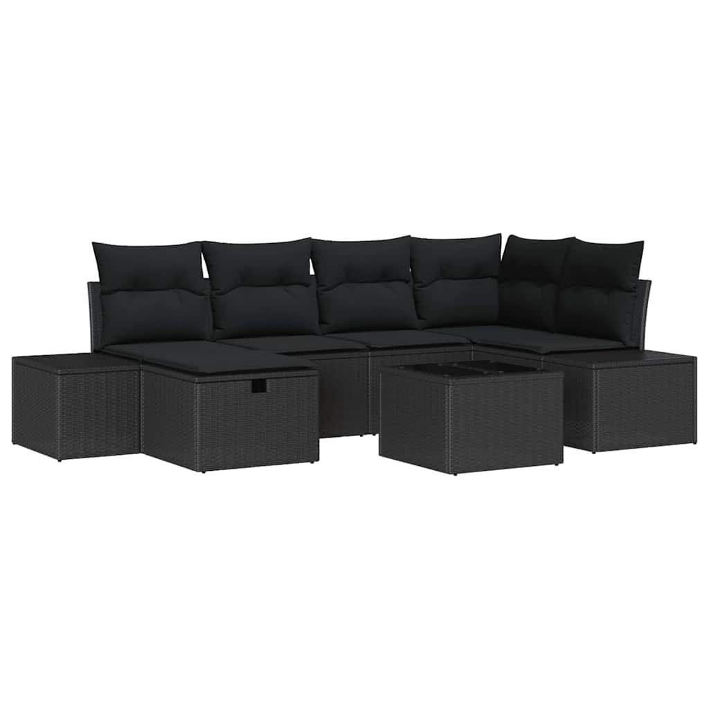 Zestaw Sof na Ogród 7 pcs Czarny 55 x 62 x 69 cm Polirattan Lumarko!