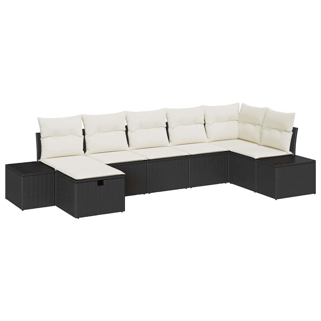Zestaw Sof na Ogród 7 pcs Czarny 55 x 62 x 69 cm Polirattan Lumarko!