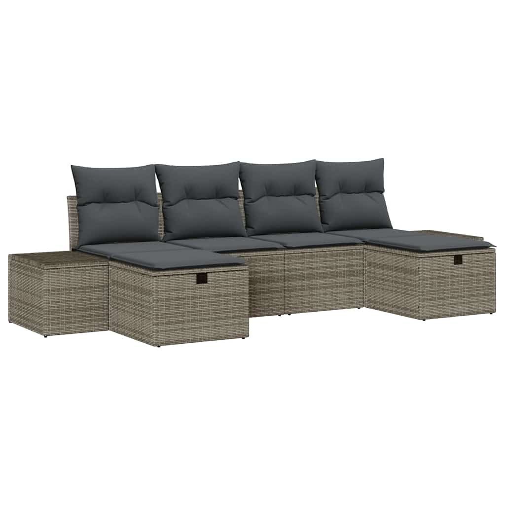Zestaw Sof na Ogród 6 pcs Szary 55 x 62 x 69 cm Polirattan Lumarko!