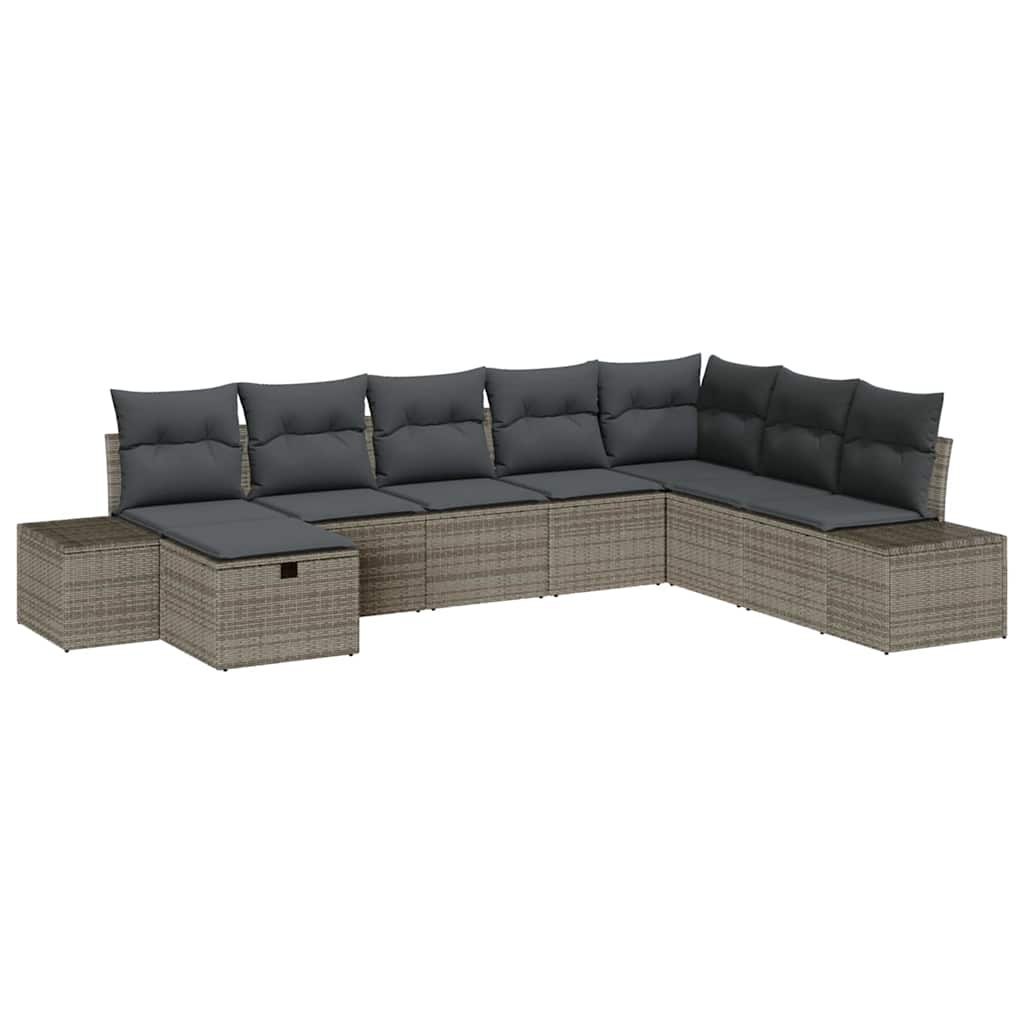 Zestaw Sof na Ogród 8 pcs Szary 55 x 62 x 69 cm Polirattan Lumarko!