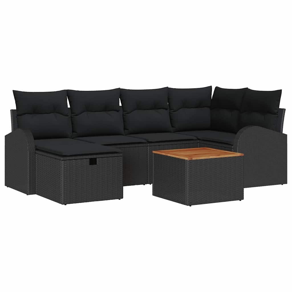 Zestaw Sof na Ogród z poduszką 7 pcs Czarny Polirattan Lumarko!