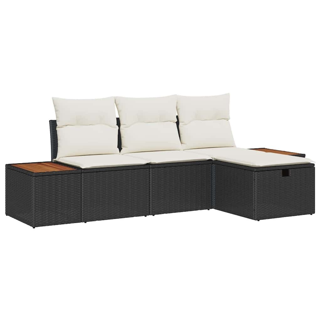 Zestaw Sof na Ogród 4 pcs Czarny 55 x 62 x 69 cm Polirattan Lumarko!
