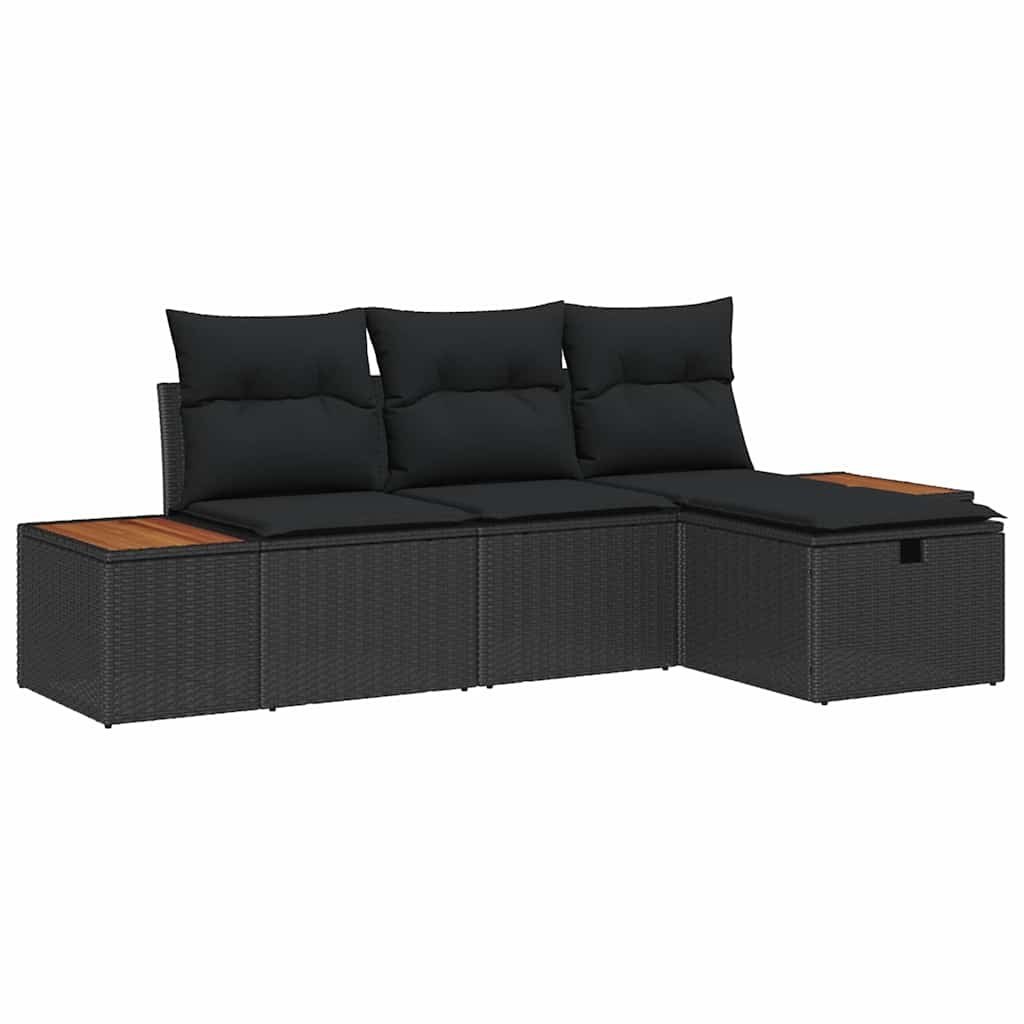 Zestaw Sof na Ogród 4 pcs Czarny 55 x 62 x 69 cm Polirattan Lumarko!