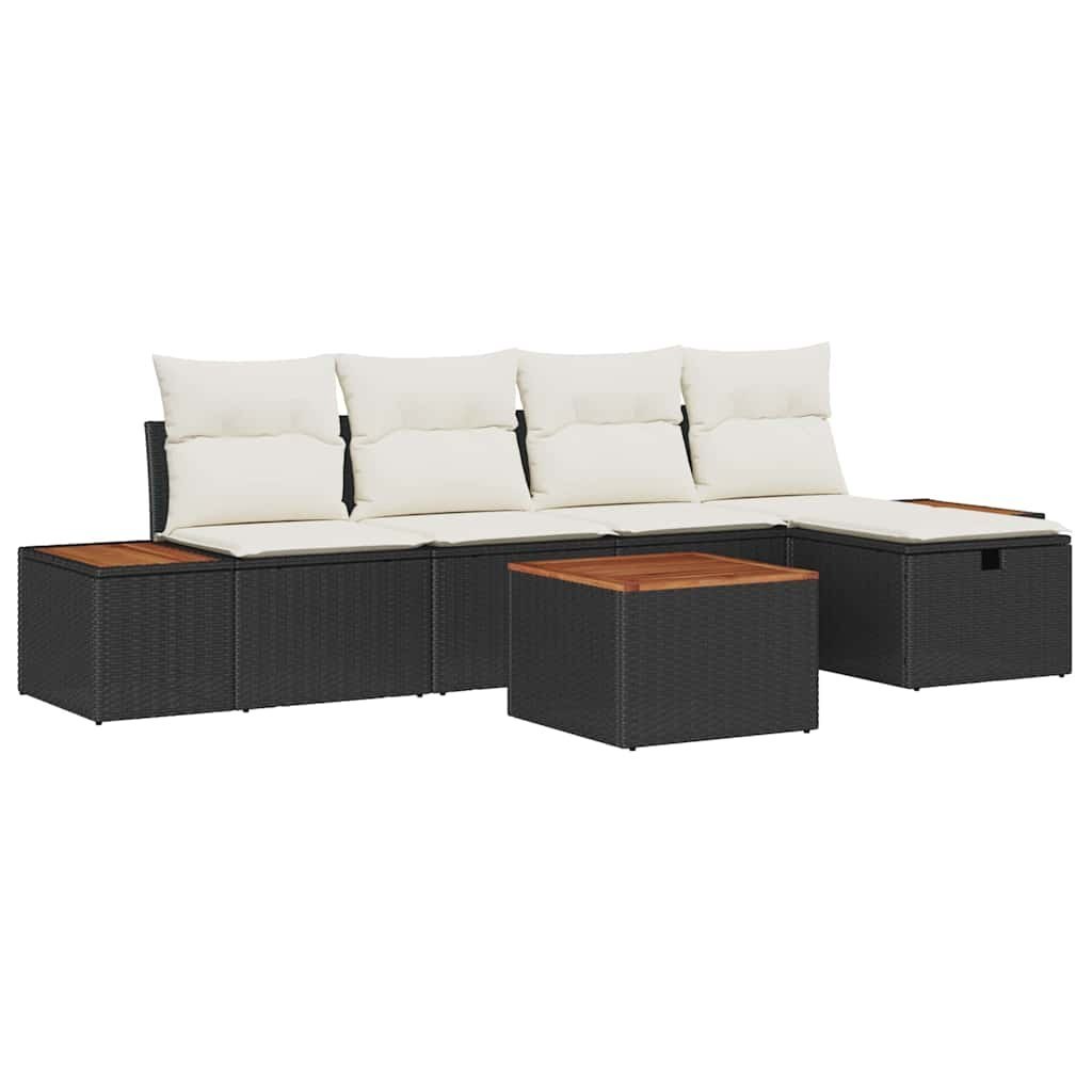 Zestaw Sof na Ogród 6 pcs Czarny 55 x 62 x 69 cm Polirattan Lumarko!