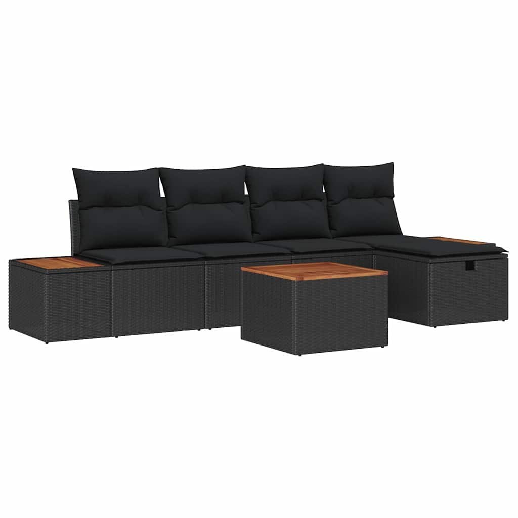 Zestaw Sof na Ogród 6 pcs Czarny 55 x 62 x 69 cm Polirattan Lumarko!