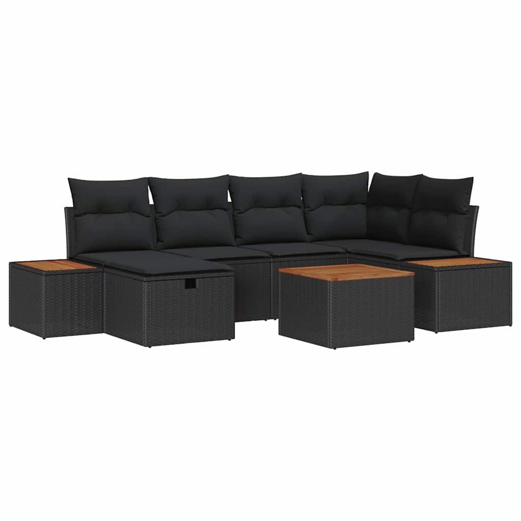 Zestaw Sof na Ogród 7 pcs Czarny 55 x 62 x 69 cm Polirattan Lumarko!
