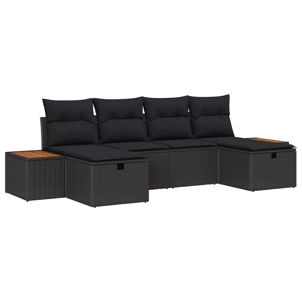 Zestaw Sof na Ogród 6 pcs Czarny 55 x 62 x 69 cm Polirattan Lumarko!