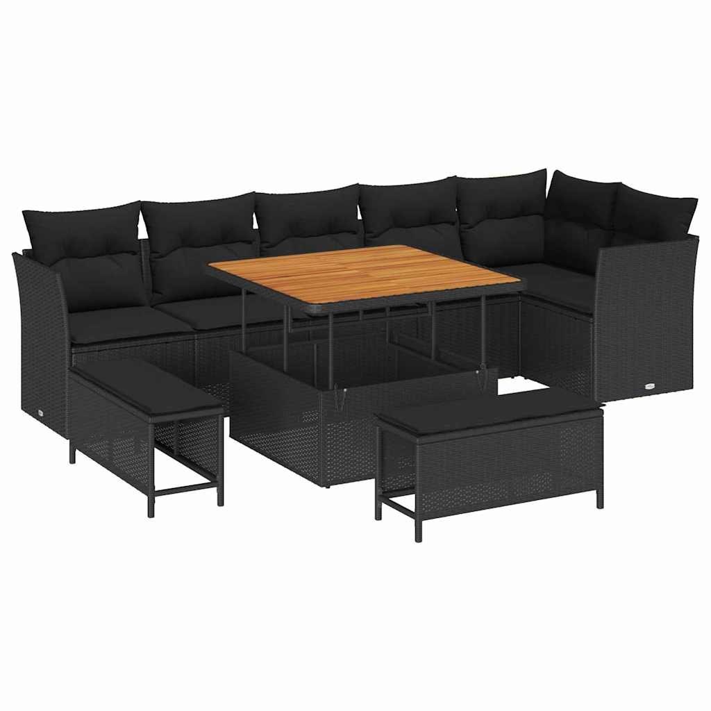 Zestaw Sof na Ogród 9 pcs Czarny polirattan Lumarko!