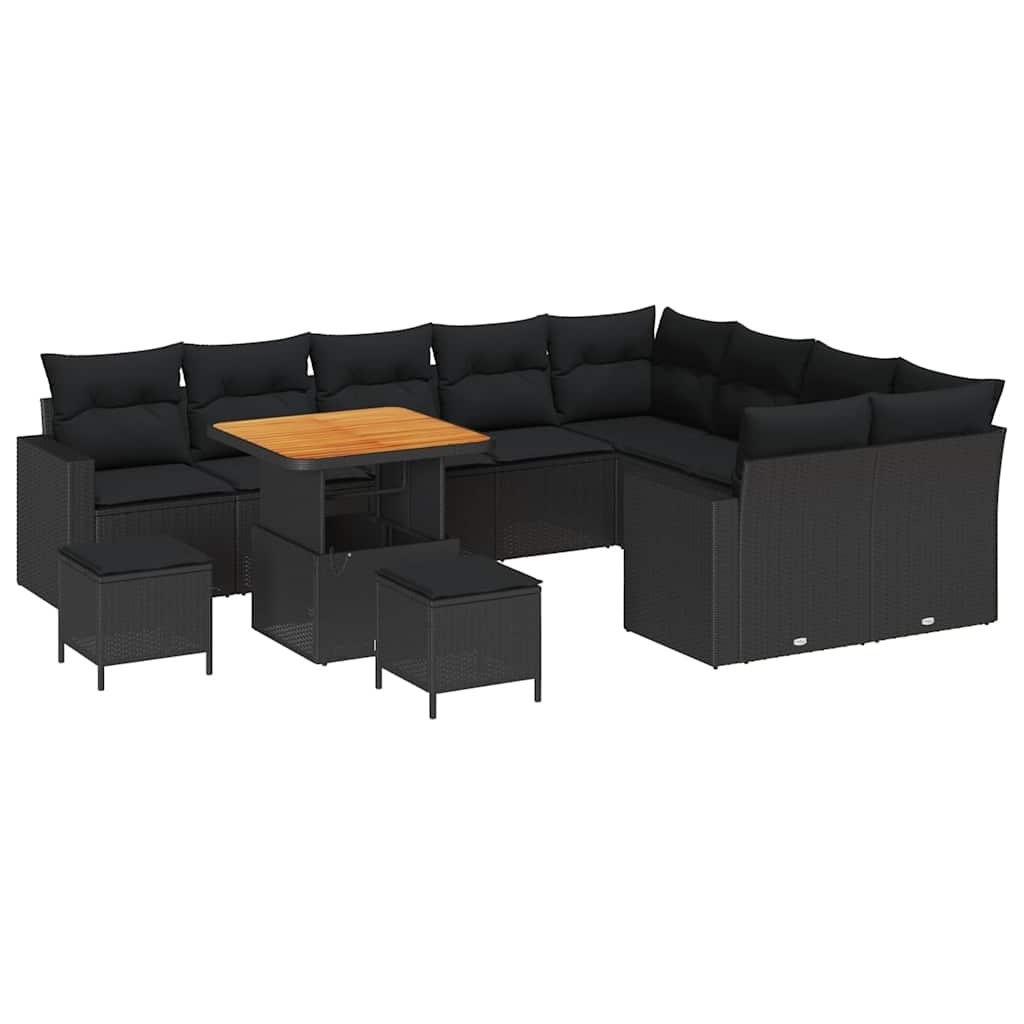 Zestaw Sof na Ogród 12 pcs Czarny polirattan Lumarko!