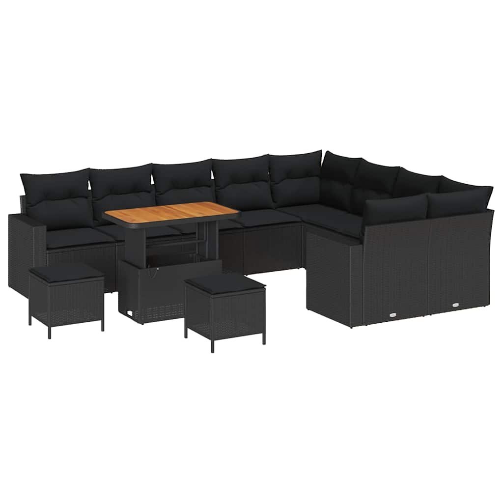 Zestaw Sof na Ogród 12 pcs Czarny polirattan Lumarko!