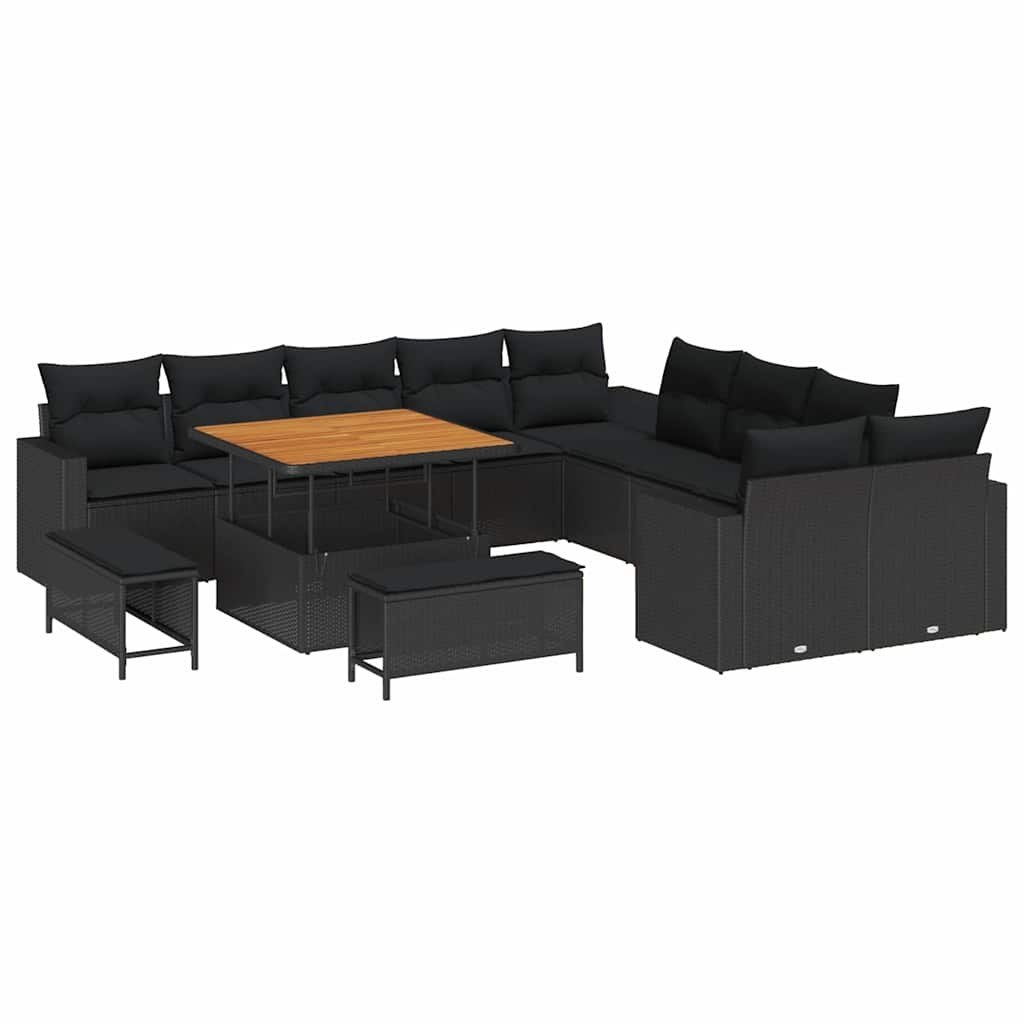 Zestaw Sof na Ogród 13 pcs Czarny polirattan Lumarko!