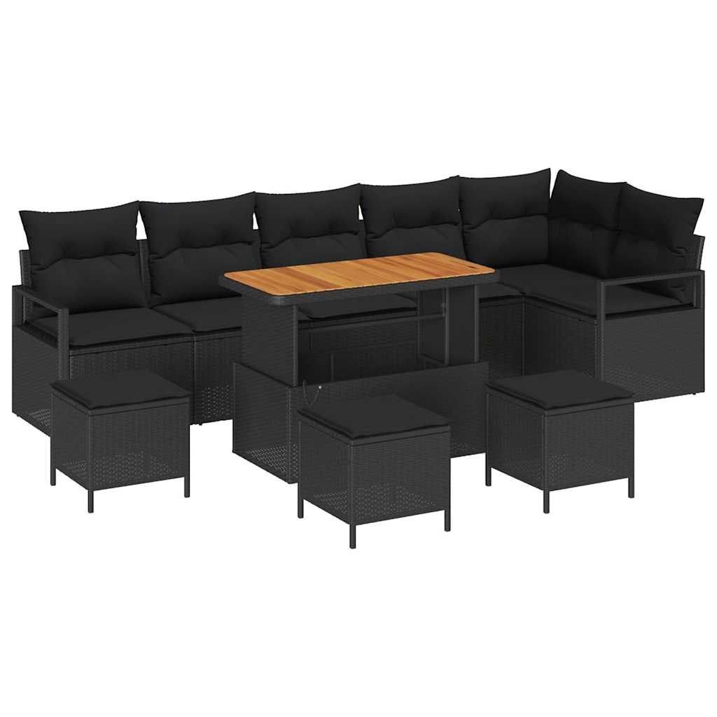 Zestaw Sof na Ogród z poduszką 10 pcs Czarny Polirattan Lumarko!