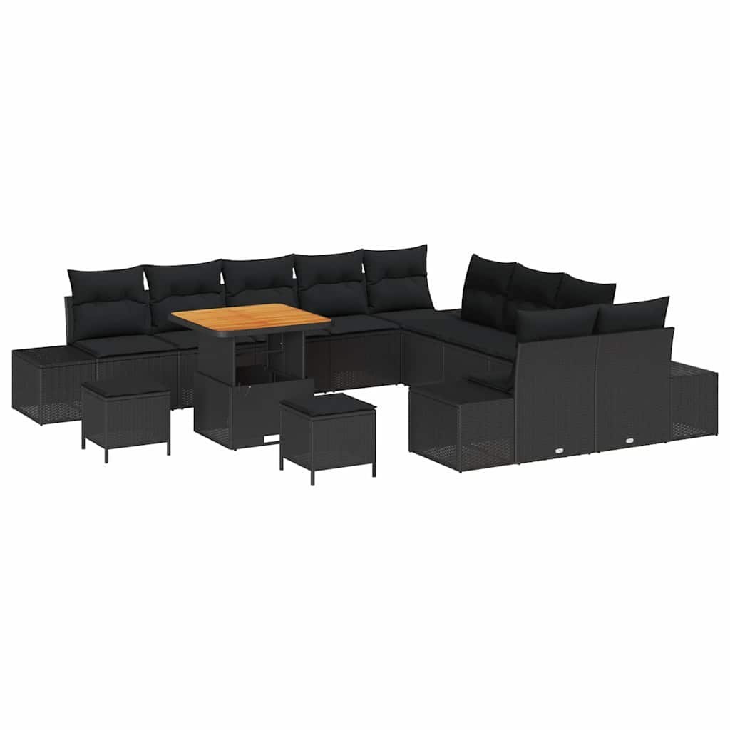Zestaw Sof na Ogród z poduszką 13 pcs Czarny Polirattan Lumarko!