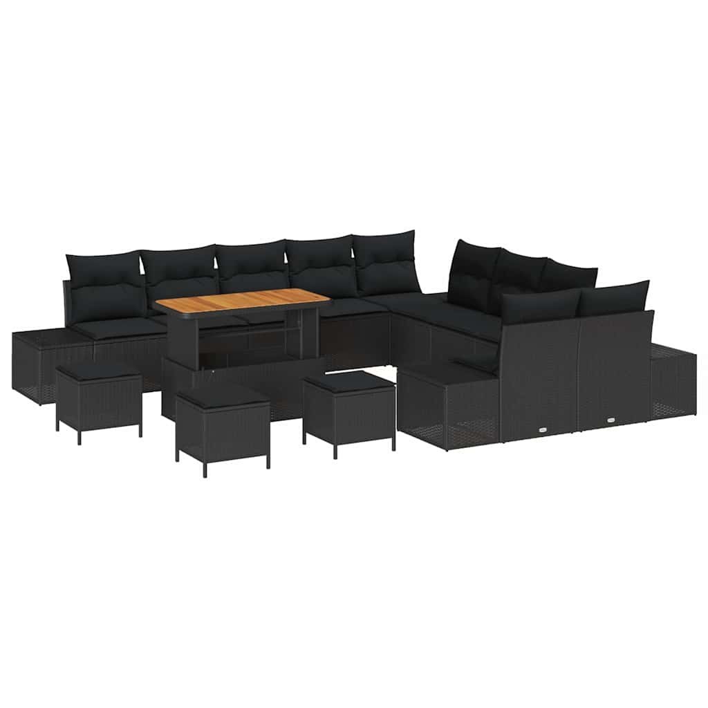Zestaw Sof na Ogród z poduszką 14 pcs Czarny Polirattan Lumarko!