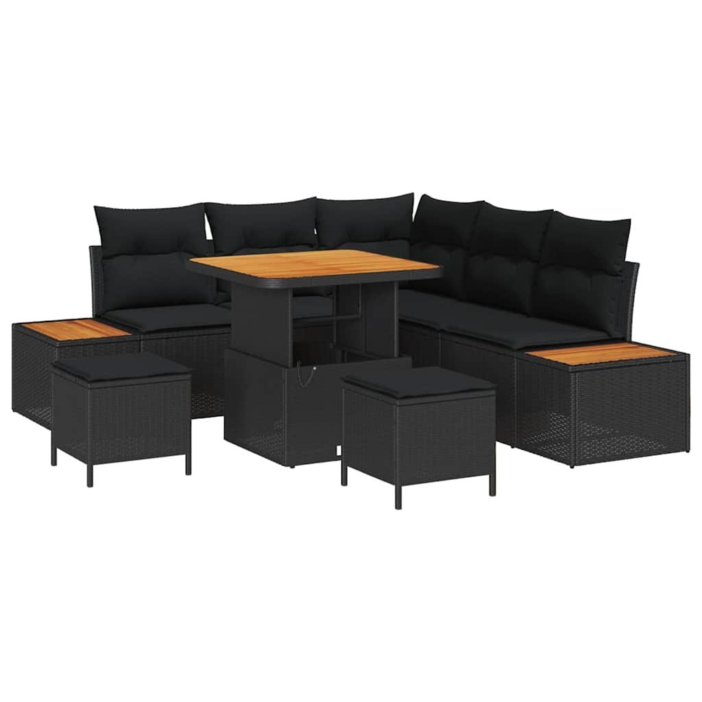 Zestaw Sof na Ogród z poduszką 8 pcs Czarny Polirattan Lumarko!