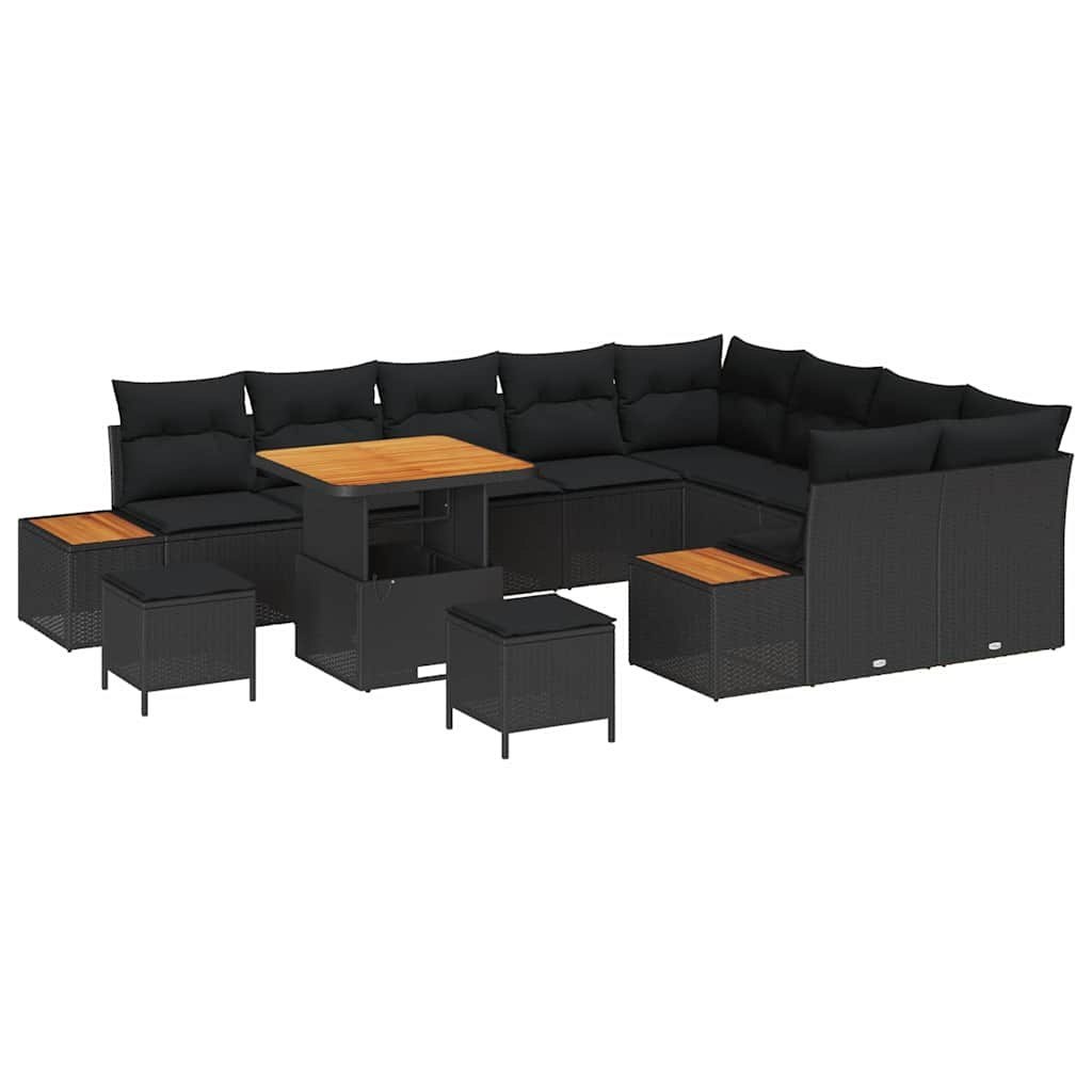 Zestaw Sof na Ogród z poduszką 12 pcs Czarny Polirattan Lumarko!