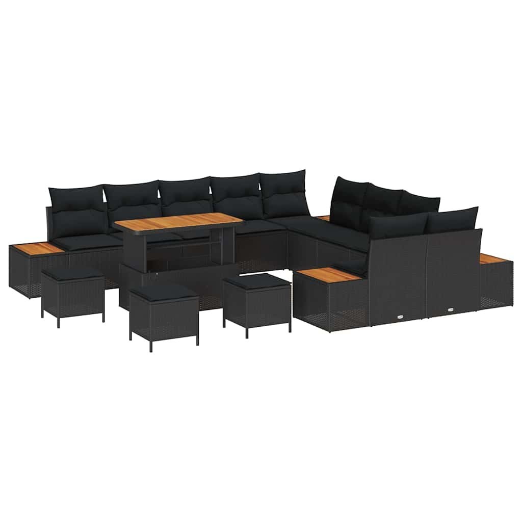 Zestaw Sof na Ogród z poduszką 14 pcs Czarny Polirattan Lumarko!