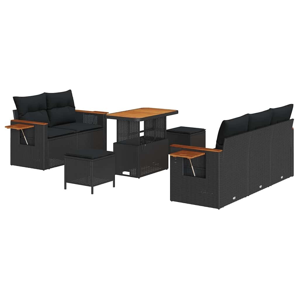 Zestaw Sof na Ogród z poduszką 8 pcs Czarny 90 x 55 x 71 cm Lumarko!