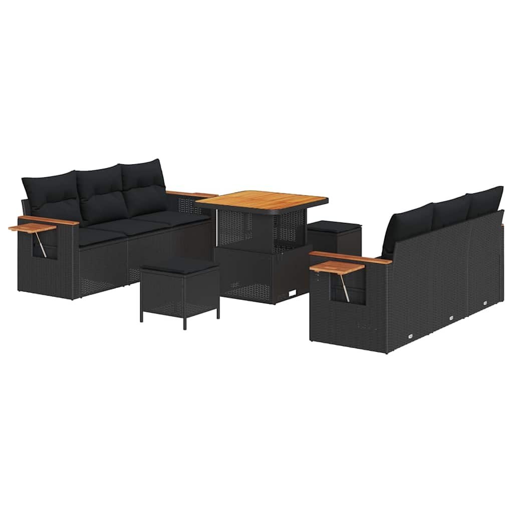 Zestaw Sof na Ogród z poduszką 9 pcs Czarny 80 x 80 x 71 cm Lumarko!