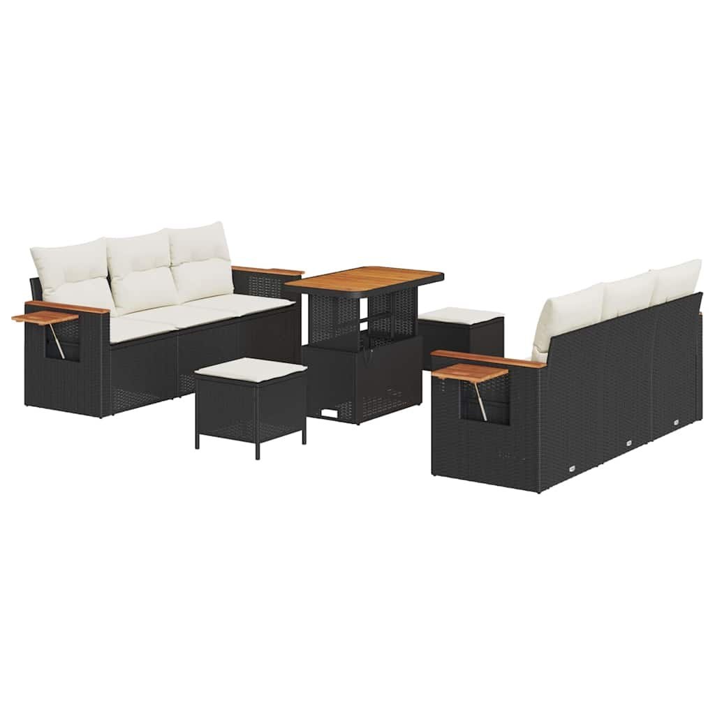 Zestaw Sof na Ogród 9 pcs Czarny i kremowy 90 x 55 x 71 cm Lumarko!