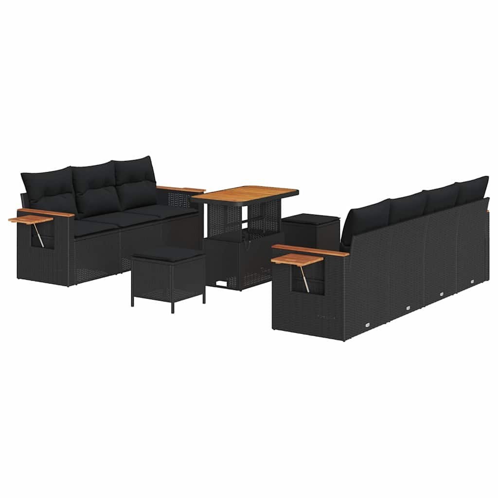 Zestaw Sof na Ogród z poduszką 10 pcs Czarny 90 x 55 x 71 cm Lumarko!