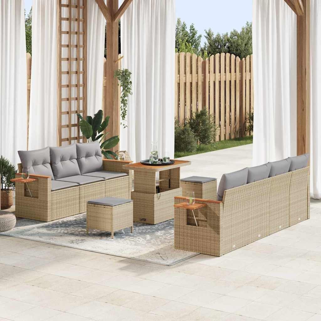 Zestaw Sof na Ogród 10 pcs beżowo-jasnoszary 90 x 55 x 71 cm Lumarko!