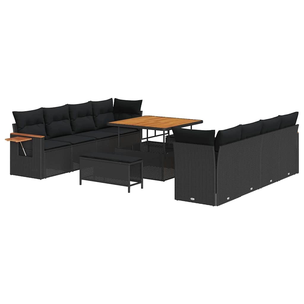 Zestaw Sof na Ogród z poduszką 11 pcs Czarny 100 x 100 x 71 cm Lumarko!