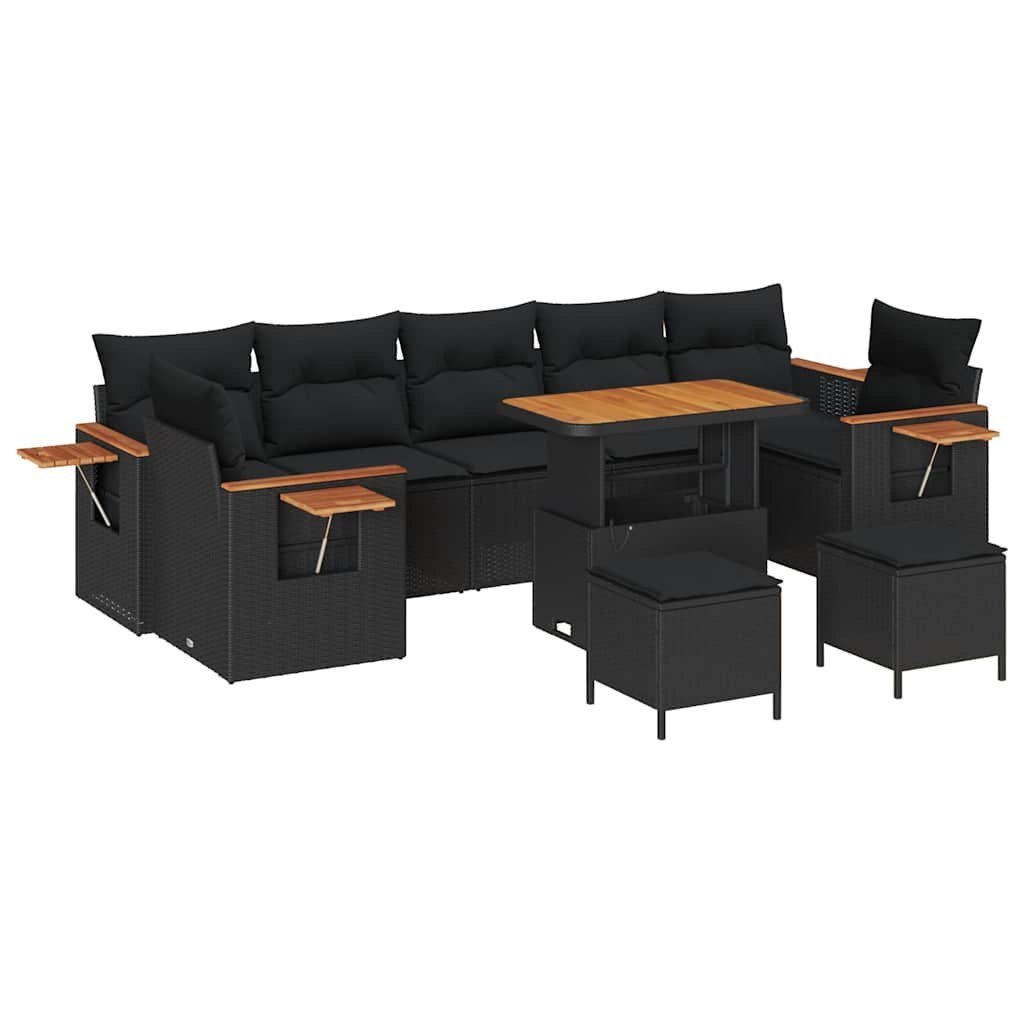 Zestaw Sof na Ogród z poduszką 10 pcs Czarny 90 x 55 x 71 cm Lumarko!