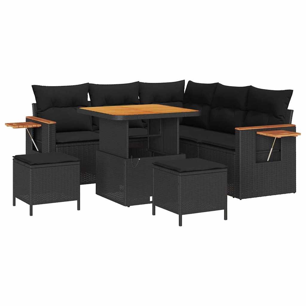 Zestaw Sof na Ogród z poduszką 8 pcs Czarny 80 x 80 x 71 cm Lumarko!