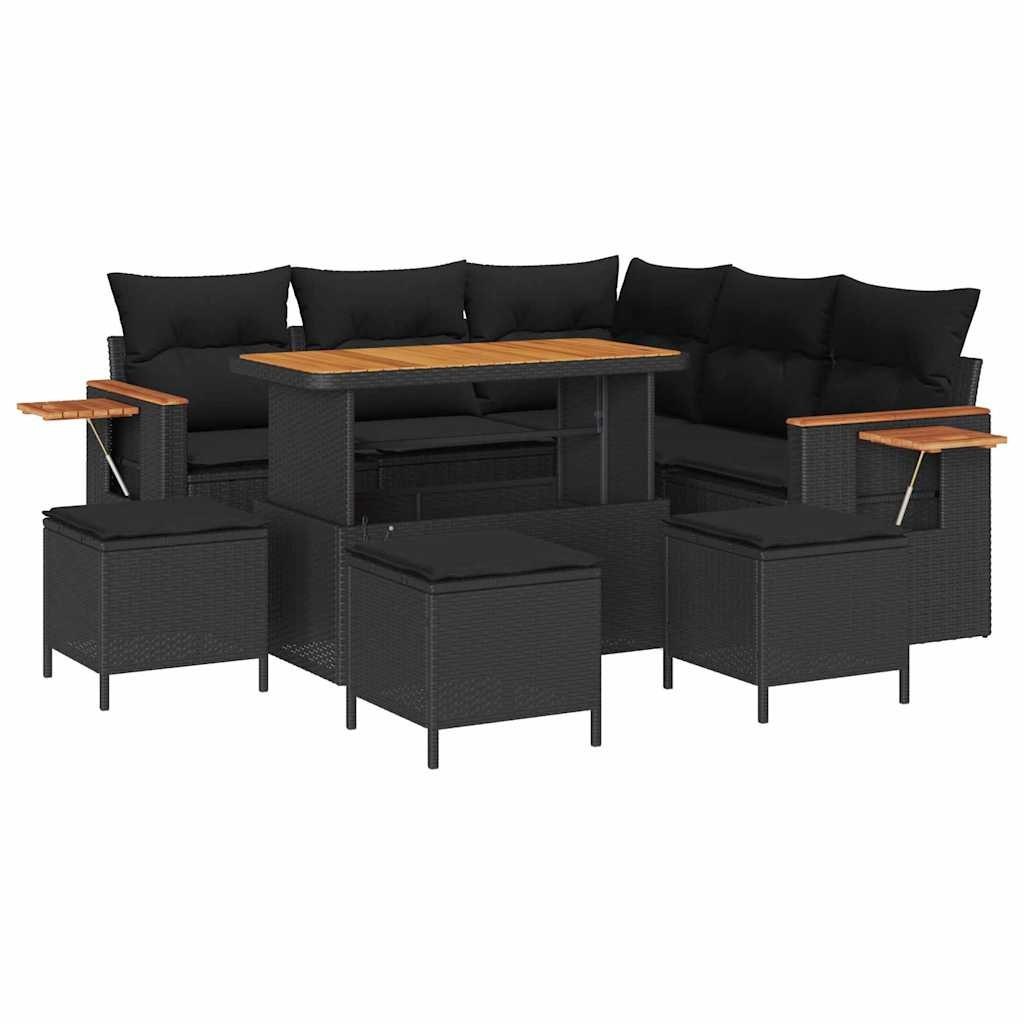 Zestaw Sof na Ogród z poduszką 9 pcs Czarny 110 x 55 x 71 cm Lumarko!