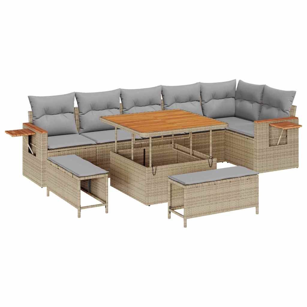 Zestaw Sof na Ogród 9 pcs beżowo-jasnoszary 100 x 100 x 71 cm Lumarko!