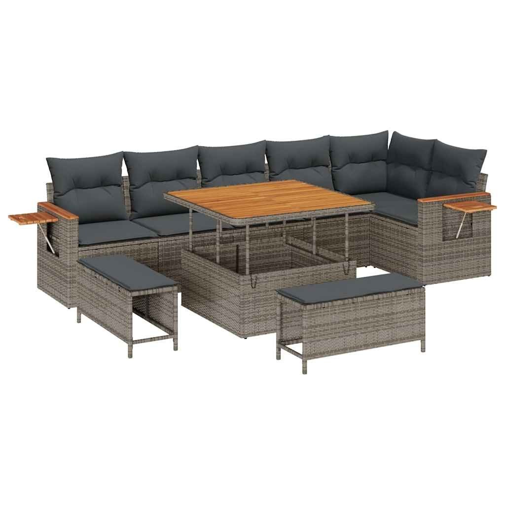 Zestaw Sof na Ogród z poduszką 9 pcs Szary 100 x 100 x 71 cm Lumarko!