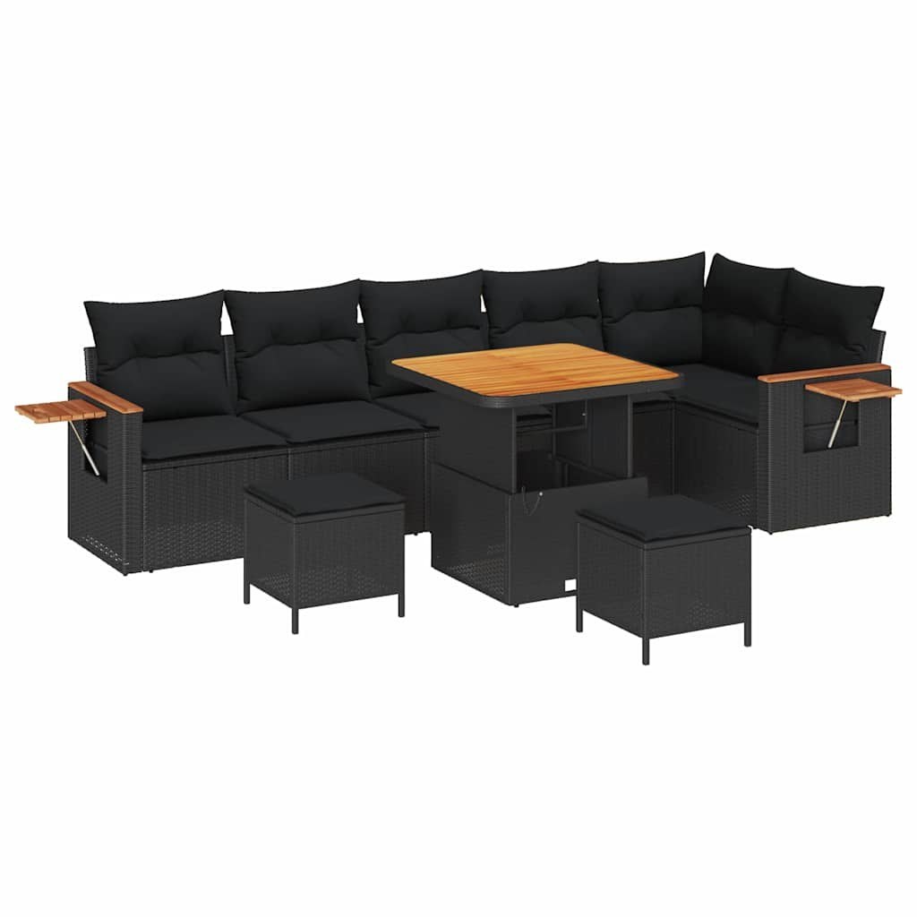 Zestaw Sof na Ogród z poduszką 9 pcs Czarny 80 x 80 x 71 cm Lumarko!