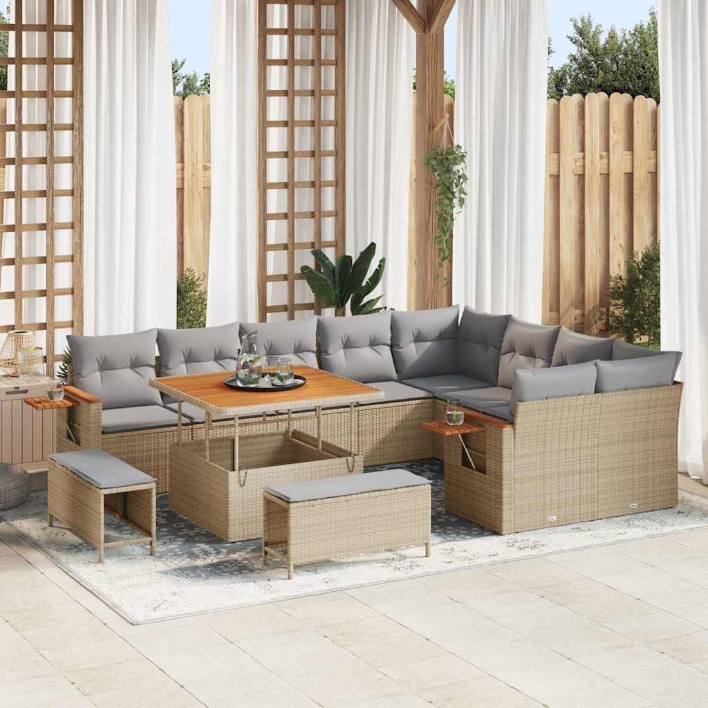 Zestaw Sof na Ogród 12 pcs beżowo-jasnoszary 100 x 100 x 71 cm Lumarko!