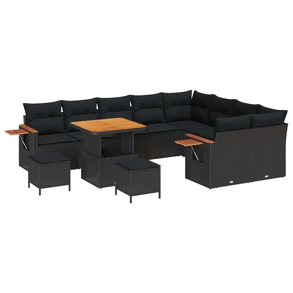Zestaw Sof na Ogród z poduszką 12 pcs Czarny 80 x 80 x 71 cm Lumarko!