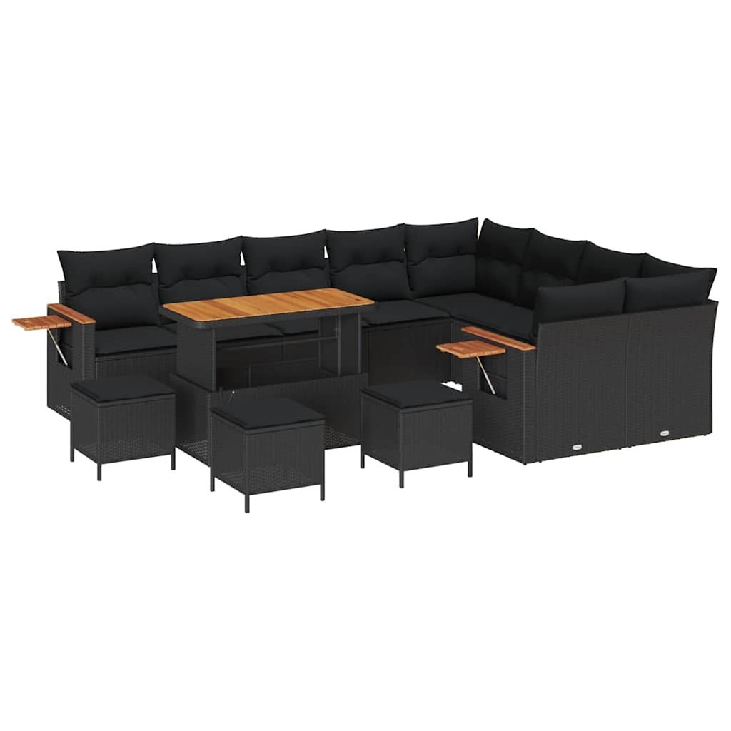 Zestaw Sof na Ogród z poduszką 13 pcs Czarny 110 x 55 x 71 cm Lumarko!