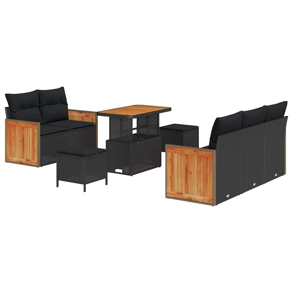 Zestaw Sof na Ogród z poduszką 8 pcs Czarny 90 x 55 x 71 cm Lumarko!