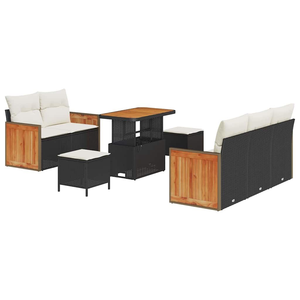 Zestaw Sof na Ogród 8 pcs Czarny i kremowy 90 x 55 x 71 cm Lumarko!