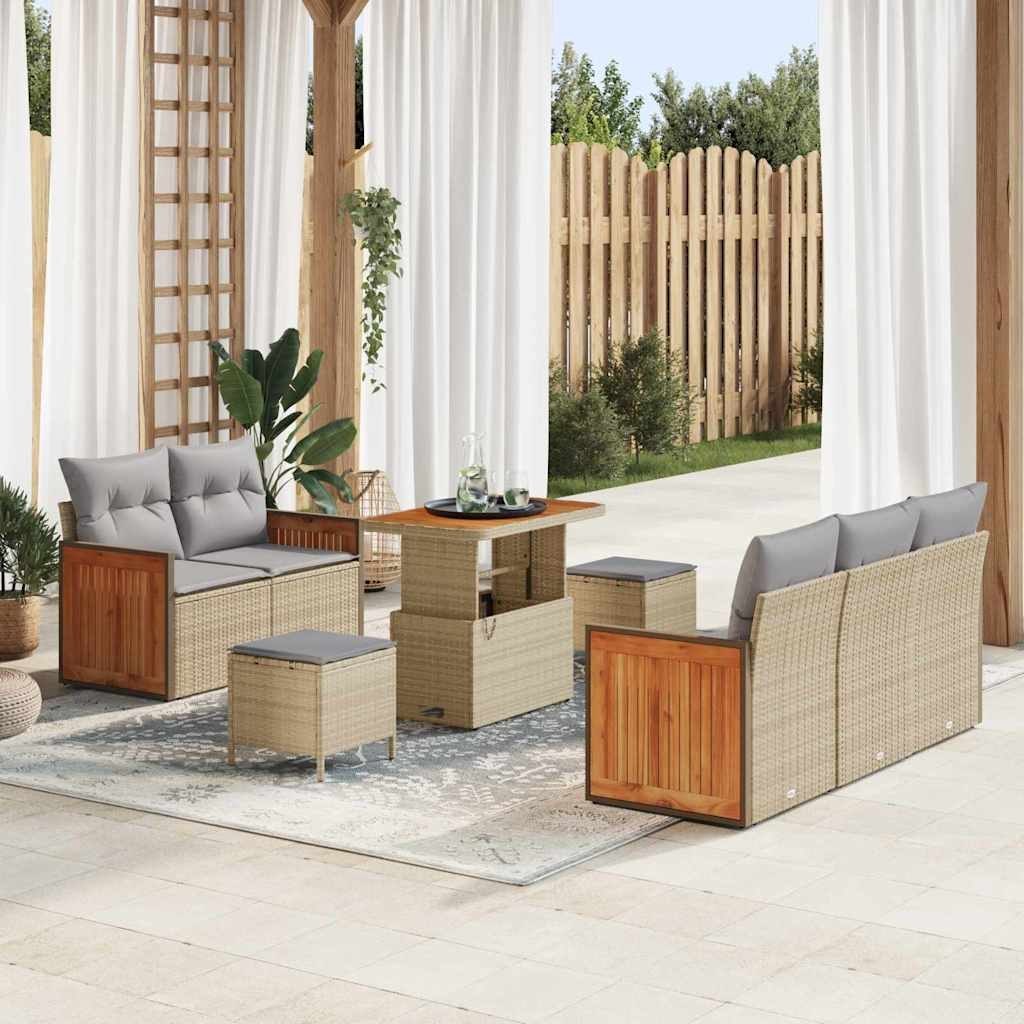 Zestaw Sof na Ogród 8 pcs beżowo-jasnoszary 90 x 55 x 71 cm Lumarko!