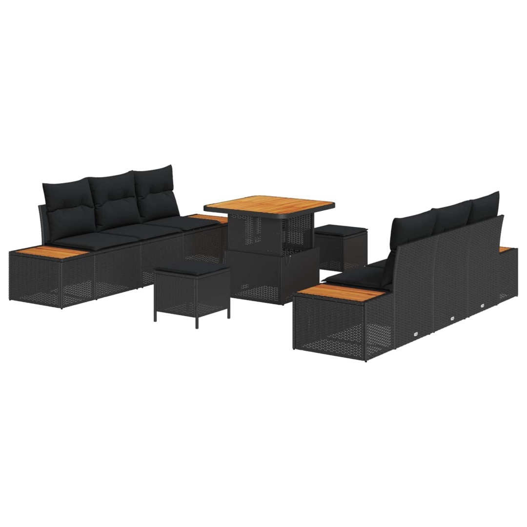 Zestaw Sof na Ogród z poduszką 9 pcs Czarny 80 x 80 x 71 cm Lumarko!