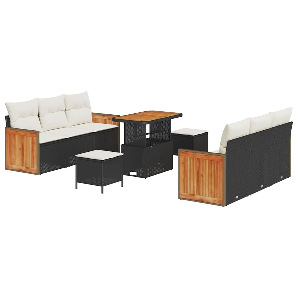 Zestaw Sof na Ogród 9 pcs Czarny i kremowy 90 x 55 x 71 cm Lumarko!