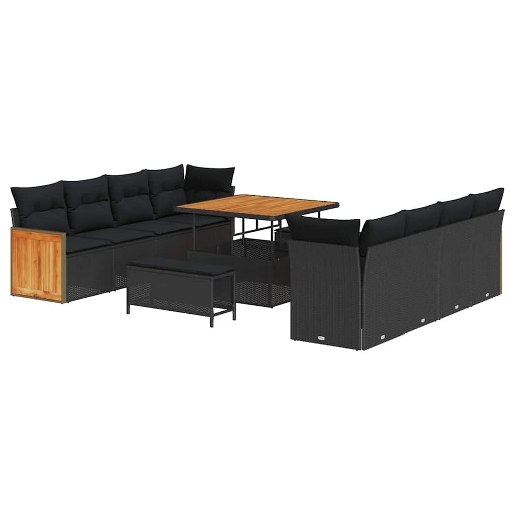 Zestaw Sof na Ogród z poduszką 11 pcs Czarny 100 x 100 x 71 cm Lumarko!
