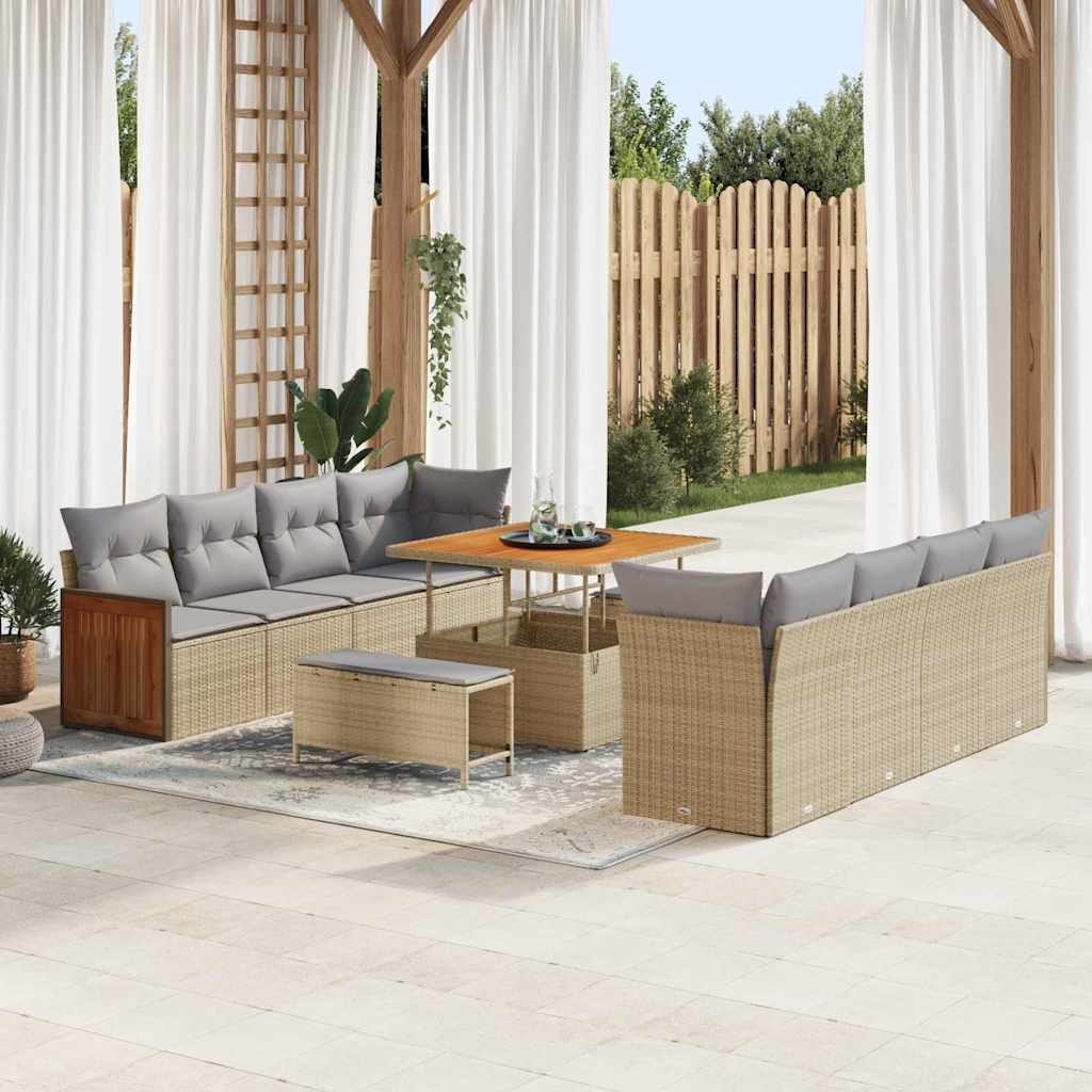 Zestaw Sof na Ogród 11 pcs beżowo-jasnoszary 100 x 100 x 71 cm Lumarko!
