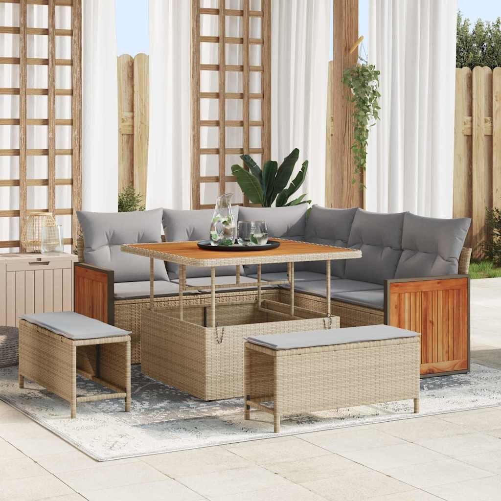 Zestaw Sof na Ogród 8 pcs beżowo-jasnoszary 100 x 100 x 71 cm Lumarko!
