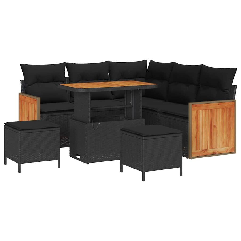 Zestaw Sof na Ogród z poduszką 8 pcs Czarny 90 x 55 x 71 cm Lumarko!